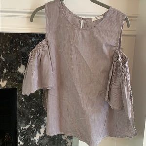 Brown and white stripe top